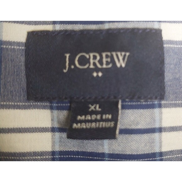 J. CREW Men's Cotton Shirt Blue/White Plaid Button Up Size XL - Picture 3 of 6